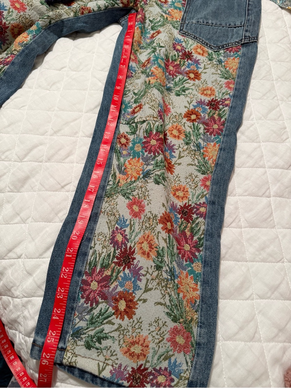 Oli & Hali Floral Patchwork Ankle Pants in Blue, Green, Yellow - Picture 16 of 16